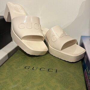 Gucci slip on wedge sandals like new